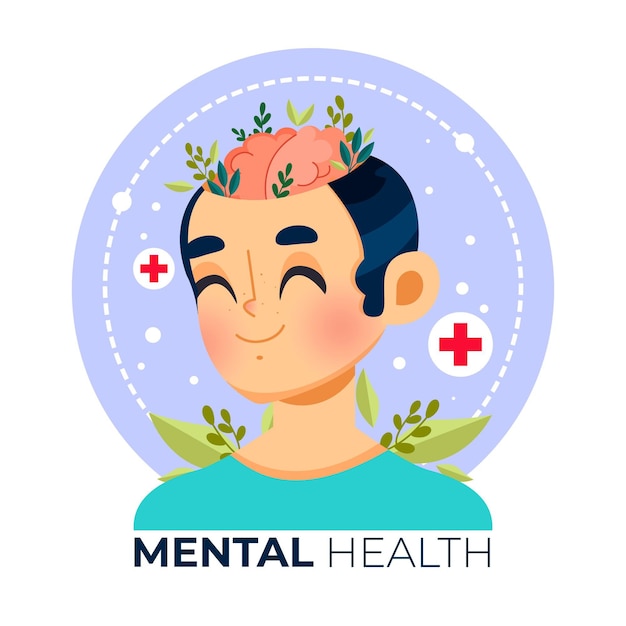 Flat design world mental health day