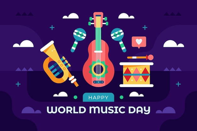 Free Vector flat design world music day background