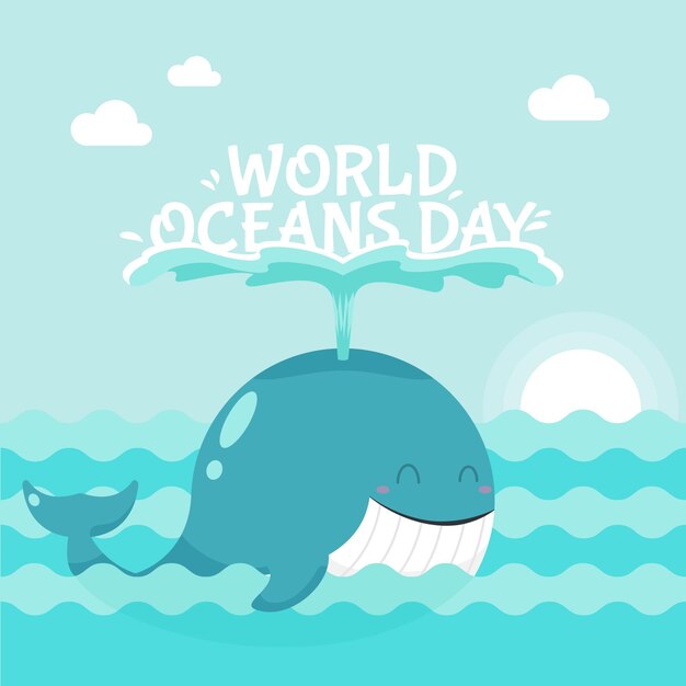 Flat design world oceans day concept