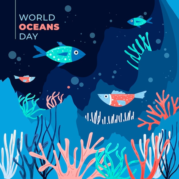 Free Vector flat design world oceans day concept