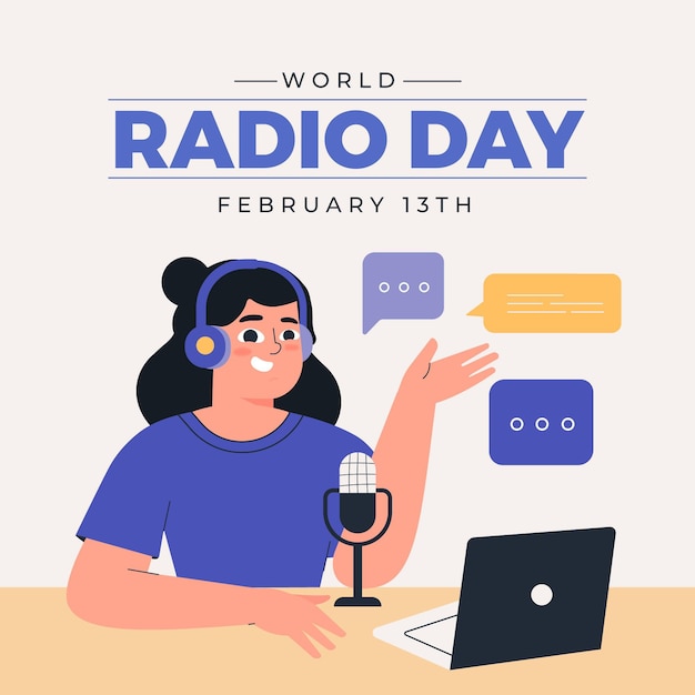 Flat design world radio day