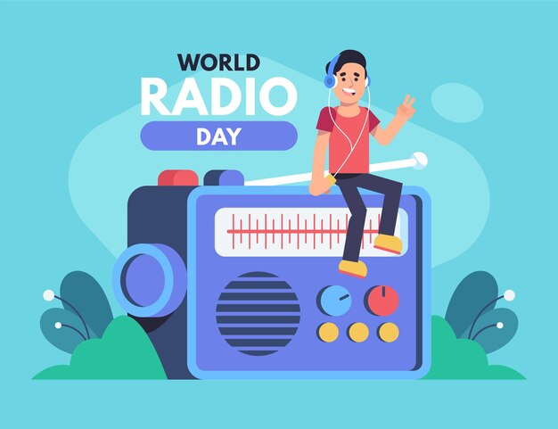 Flat design world radio day