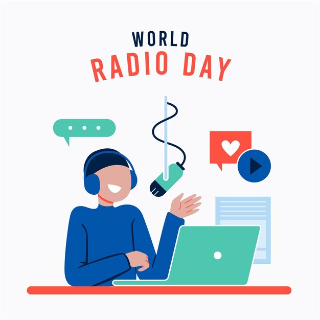 Flat design world radio day