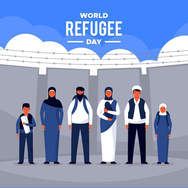 Free Vector flat design world refugee day celebration