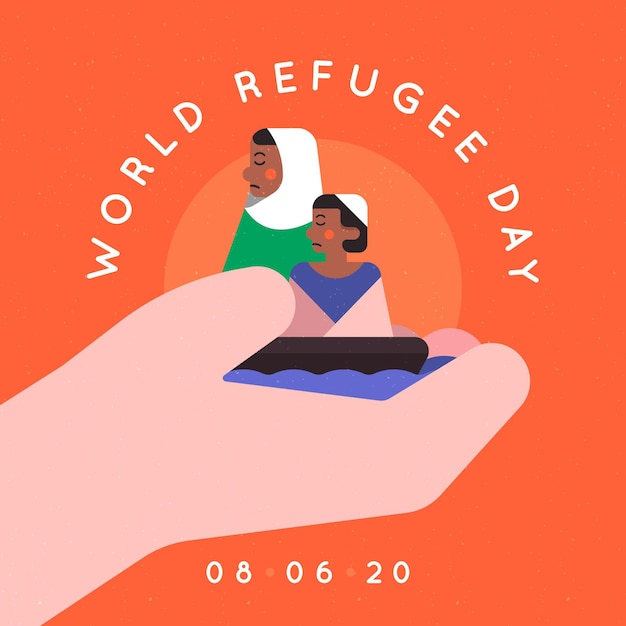 Flat design world refugee day illustrated