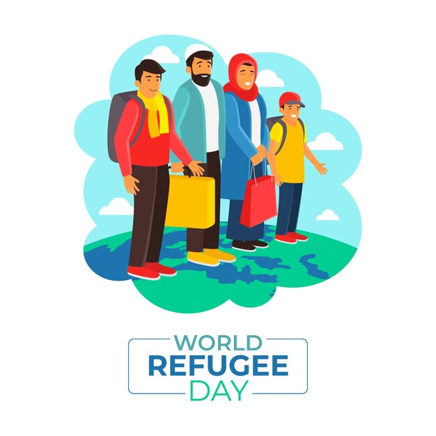 Flat design world refugee day