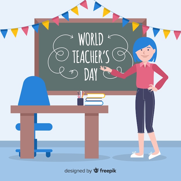 Flat design world teachers day