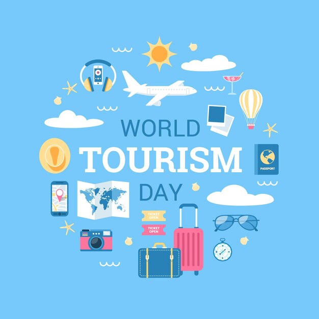 Flat design world tourism day background