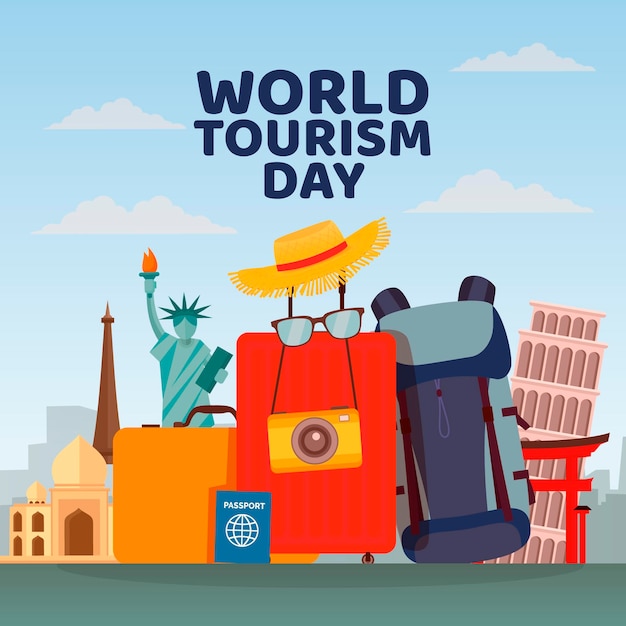 Free Vector flat design world tourism day celebration