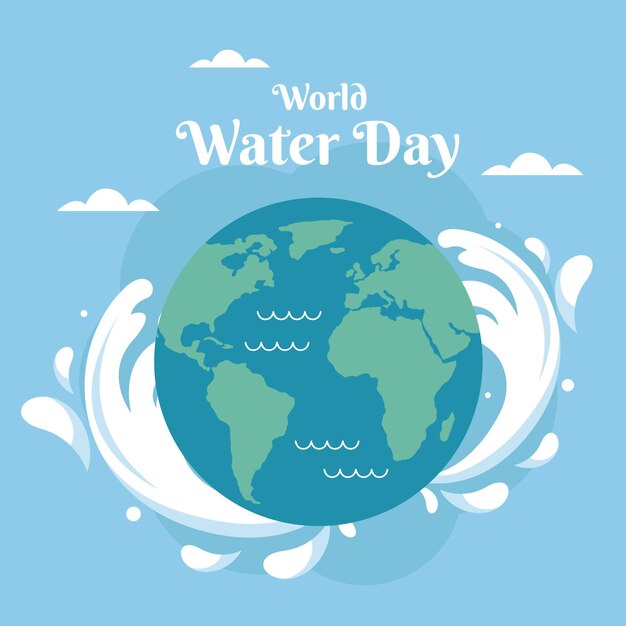 Flat design world water day illustration