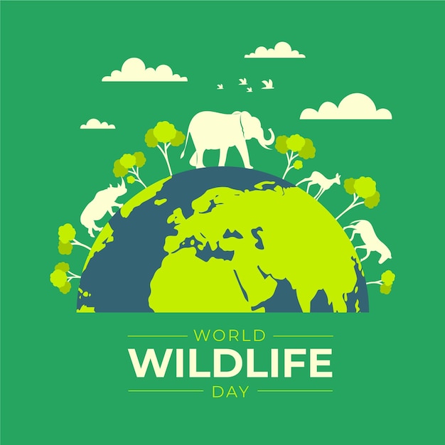 Flat design world wildlife day