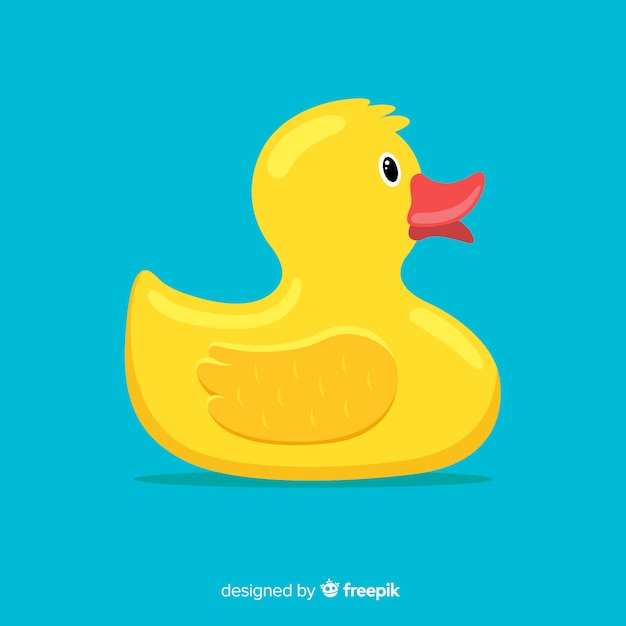 Flat design yellow rubber duck illustration