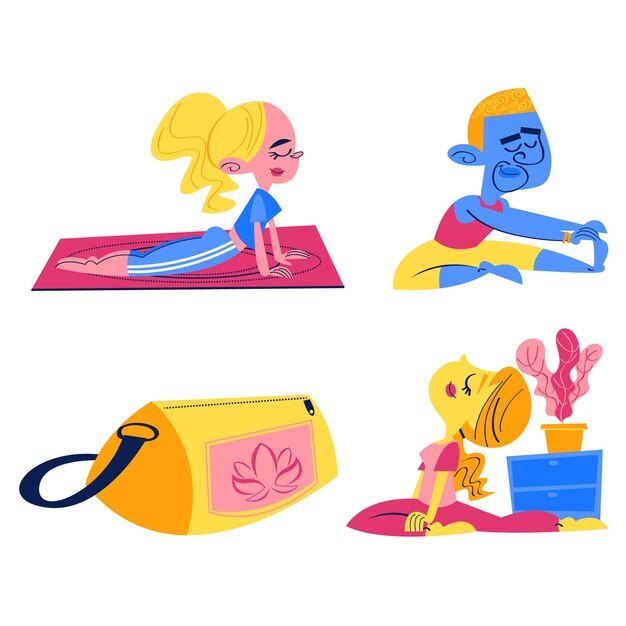 Flat design yoga stickers