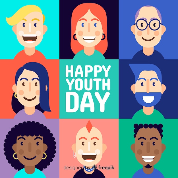 Flat design youth day background