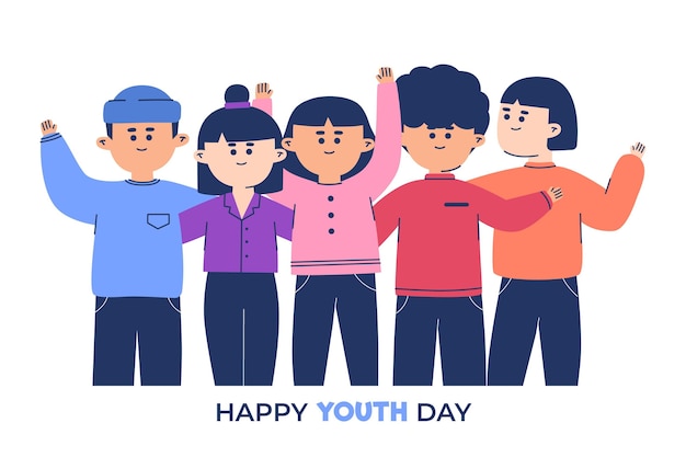 Flat design youth day concept