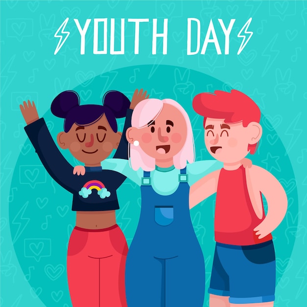 Free Vector flat design youth day concept