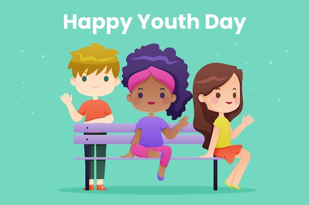 Flat design youth day concept