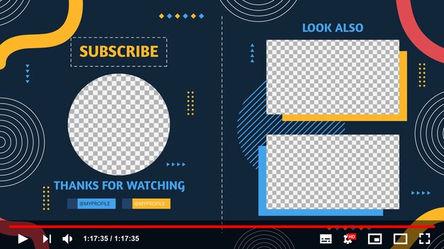 Flat design youtube end screen template