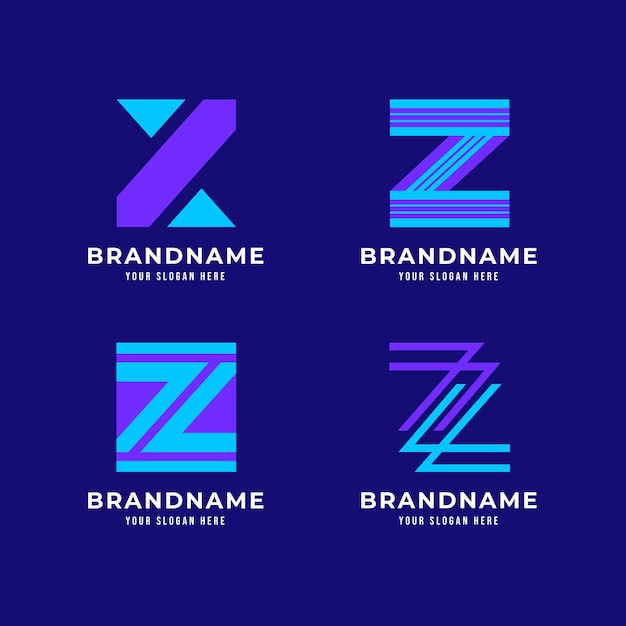 Free Vector flat design z letter logo collection