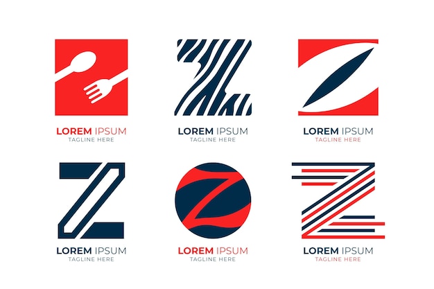 Free vector flat design z letter logo template pack