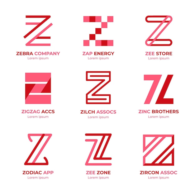 Free Vector flat design z letter logo template pack