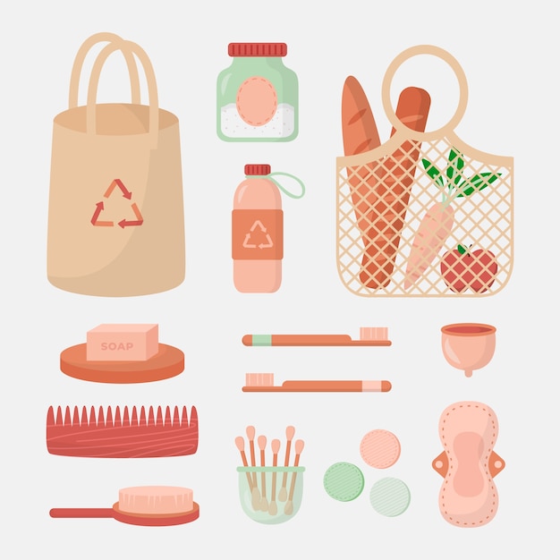 Flat design zero waste collection