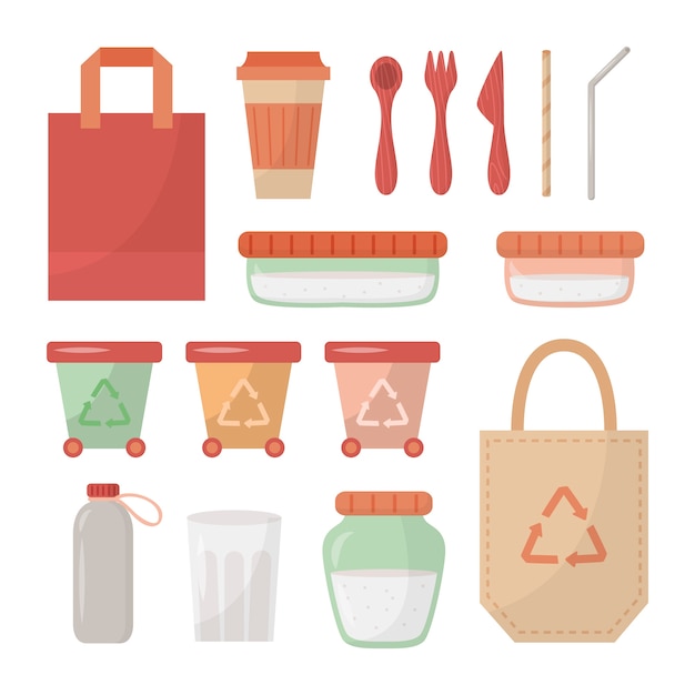 Flat design zero waste collection