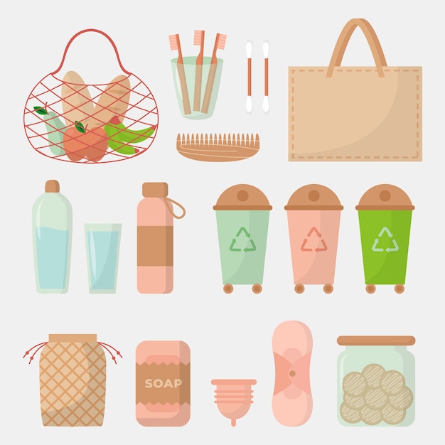 Flat design zero waste collection