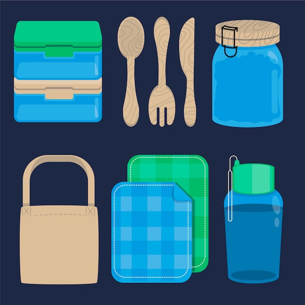 Flat design zero waste collection