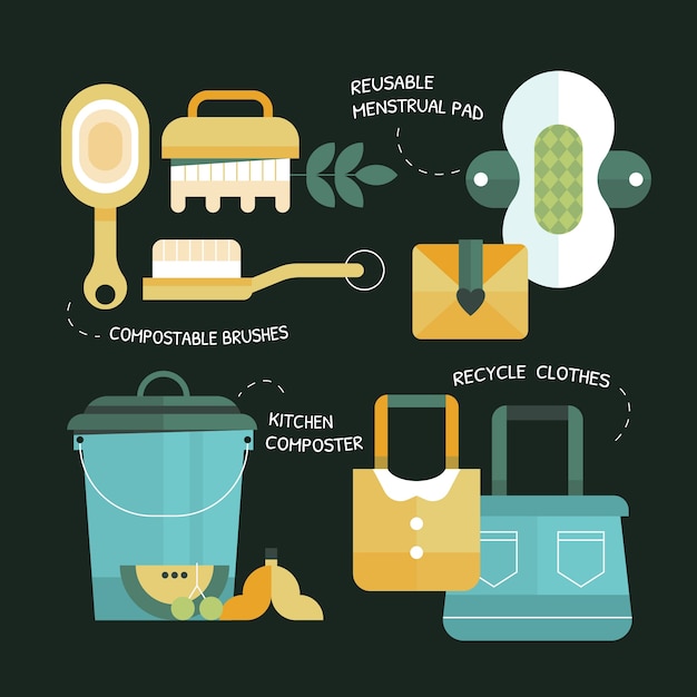 Free Vector flat design zero waste collection