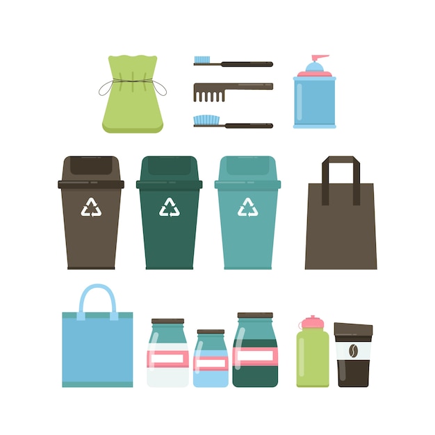 Flat design zero waste collection