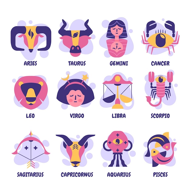 Free Vector flat design zodiac sign collection