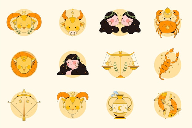 Flat design zodiac sign collection