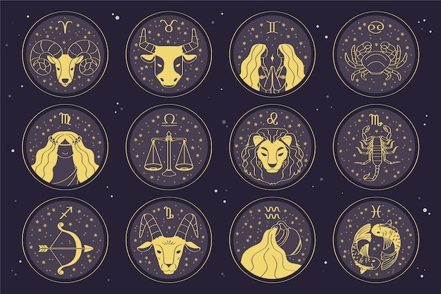 Free Vector flat design zodiac signs set