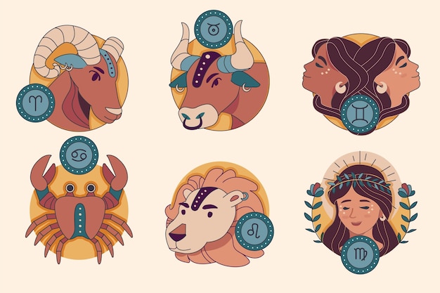 Free Vector flat design zodiac signs set