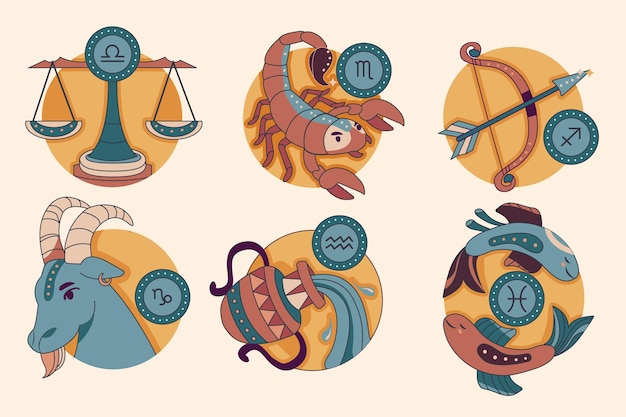 Flat design zodiac signs set