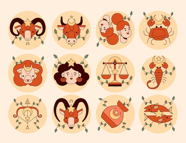 Flat design zodiac signs set