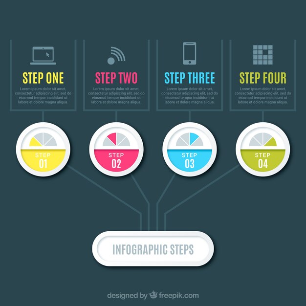 Flat desing infographic steps