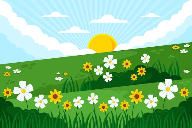 Free Vector flat detailed spring landscape