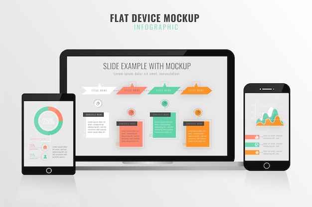 Free Vector flat device mockup infographic