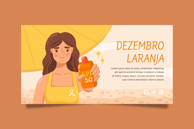 Flat dezembro laranja horizontal banner