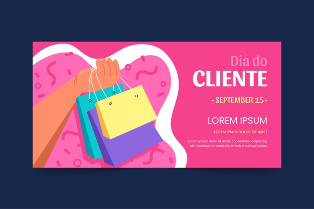 Flat dia do cliente horizontal sale banner template