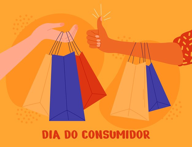 Flat dia do consumidor illustration in portuguese