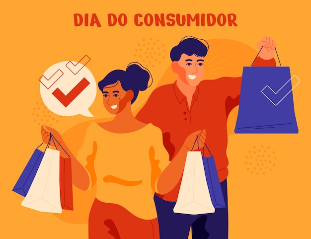 Flat dia do consumidor illustration in portuguese