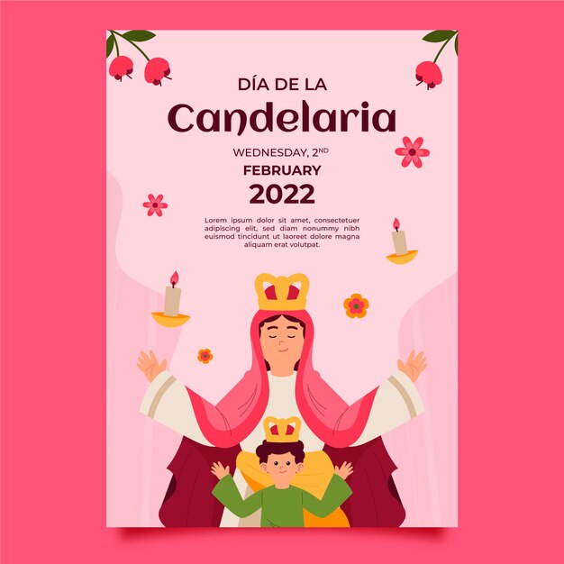 Flat dia de la candelaria vertical poster template