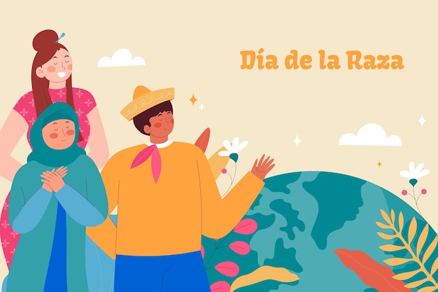 Free Vector flat dia de la raza background