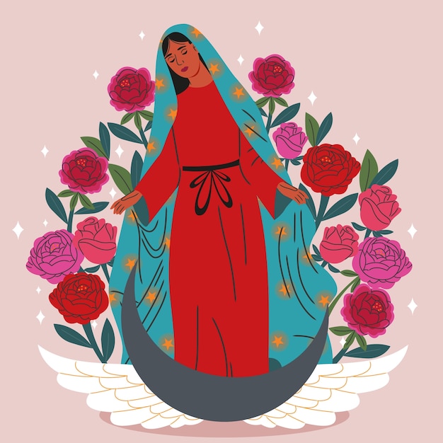 Free Vector flat dia de la virgen de guadalupe illustration