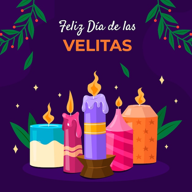 Flat dia de las velitas illustration