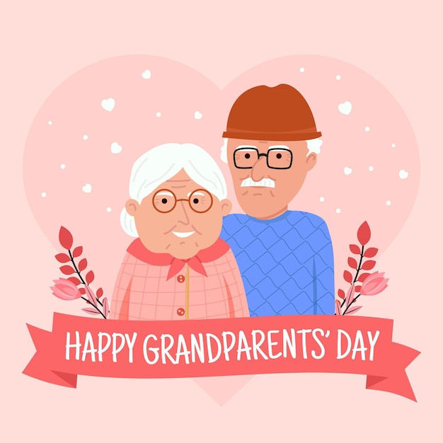 Flat dia de los abuelos illustration with grandparents