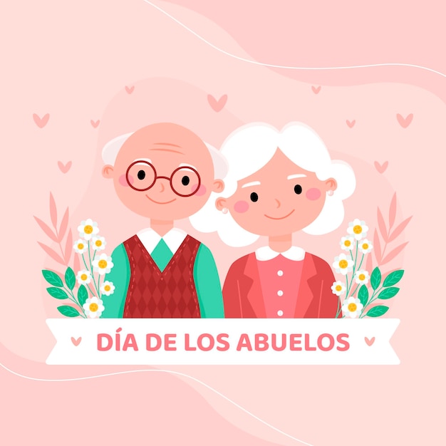 Flat dia de los abuelos illustration